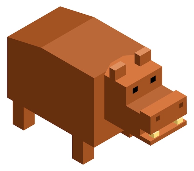 Icono de hipopótamo animal geométrico de juego de baja poli