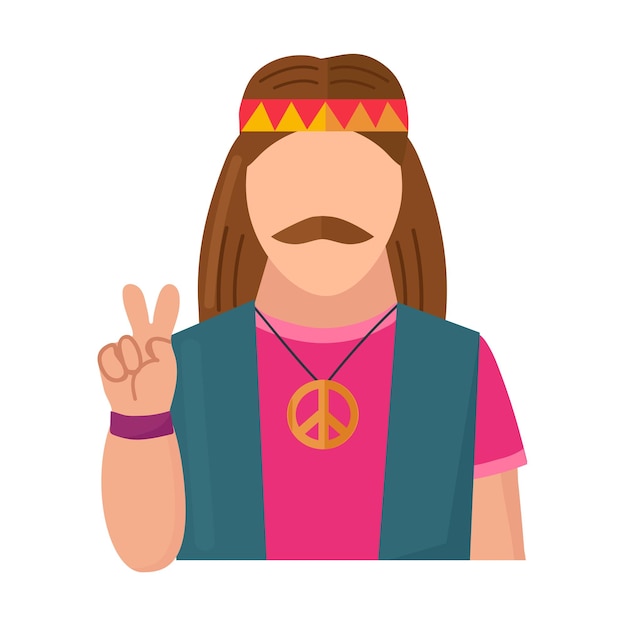 El icono hippie, el clipart, el avatar, el logotipo, la ilustración vectorial aislada.
