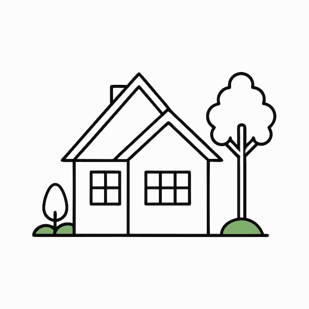 Icono de hogar moderno silueta negra blanca arte de línea ilustración en color del logotipo