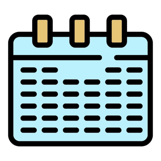 Icono de la hoja de calendario Contorno de la página de calendario Icono vectorial de color plano aislado