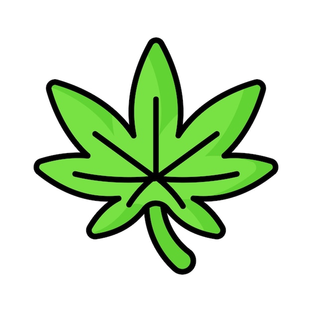 Un icono de hoja de cannabis en estilo de moda aislado sobre un fondo blanco