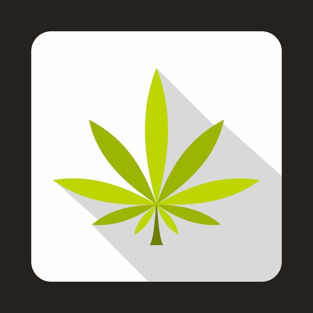 Vector icono de hoja de cannabis en estilo plano con sombra larga símbolo de plantas