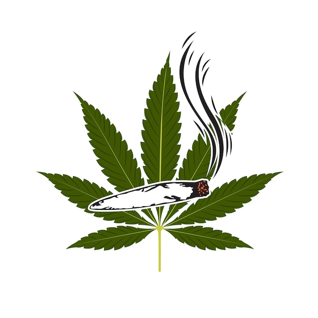 Icono de hoja y cigarrillo de cannabis Ilustración vectorial