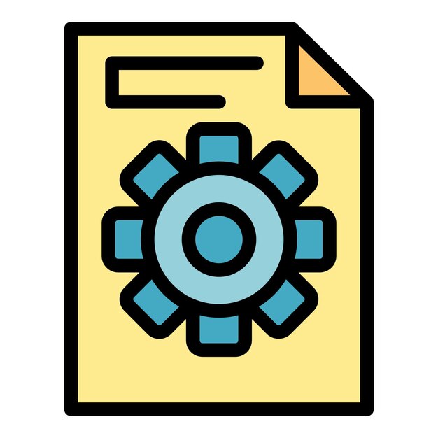 Icono de hoja de engranaje Icono de vector de hoja de engranaje de esquema para diseño web aislado en color de fondo blanco plano