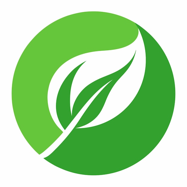 Icono de la hoja de la esfera ecológica Logotipo vectorial de círculo redondo verde