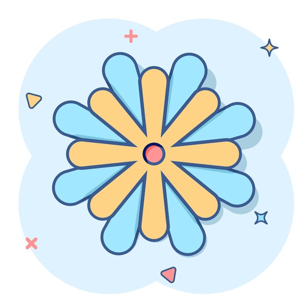 Icono de hoja de flor en estilo cómic Magnolia dahlia vector ilustración de dibujos animados sobre fondo blanco aislado Planta flor concepto de negocio efecto de salpicadura