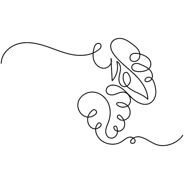 Icono de la hoja de Monstera dibujo continuo de una línea ilustración vectorial de contorno