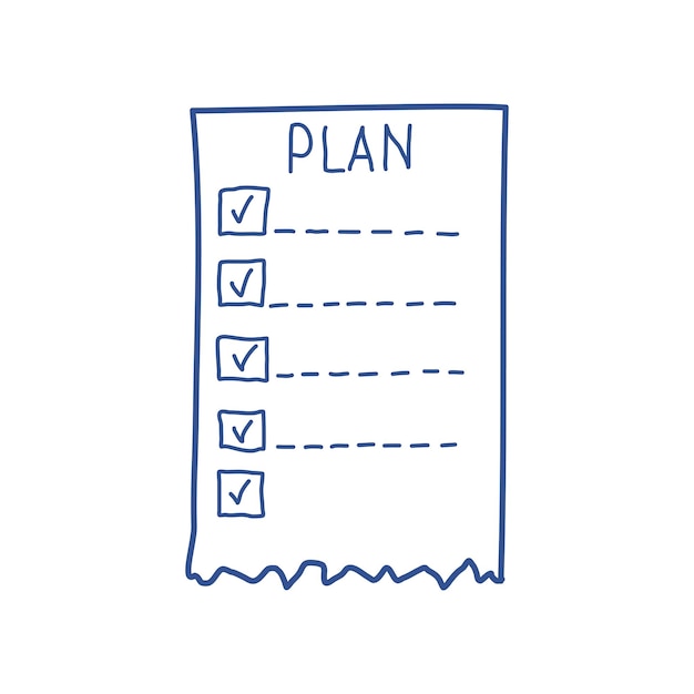 Icono de hoja de papel de nota dibujada a mano en estilo plano Ilustración de vector de nota adhesiva sobre fondo aislado Para hacer lista firmar concepto de negocio