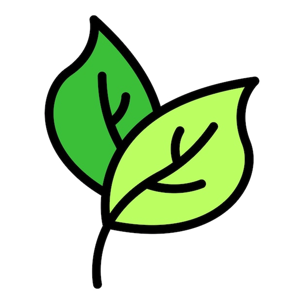 Icono de la hoja de la planta Contorno del icono vectorial de la página de la planta Color plano aislado