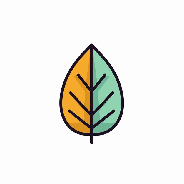Un icono de hoja que es verde y amarillo.
