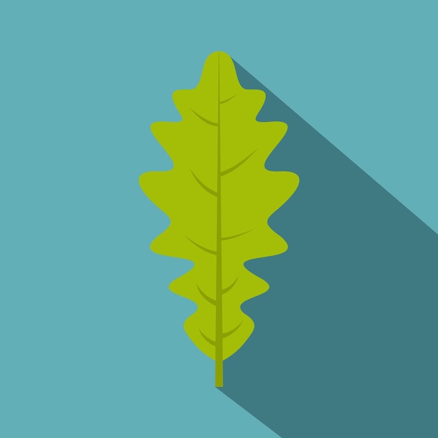 Ícono de hoja de roble verde Ilustración plana del ícono vectorial de hoja de bobo verde para la web aislado en fondo azul bebé