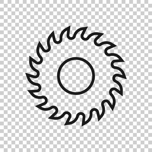 Icono de hoja de sierra en estilo plano Ilustración de vector de máquina circular sobre fondo blanco aislado Concepto de negocio de disco giratorio