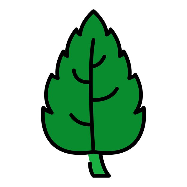Icono de hoja solitaria Contorno icono de vector de hoja solitaria color plano aislado