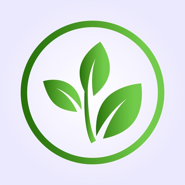 Icono de hoja verde en círculo Símbolo de naturaleza ecológica para conceptos orgánicos y sostenibles