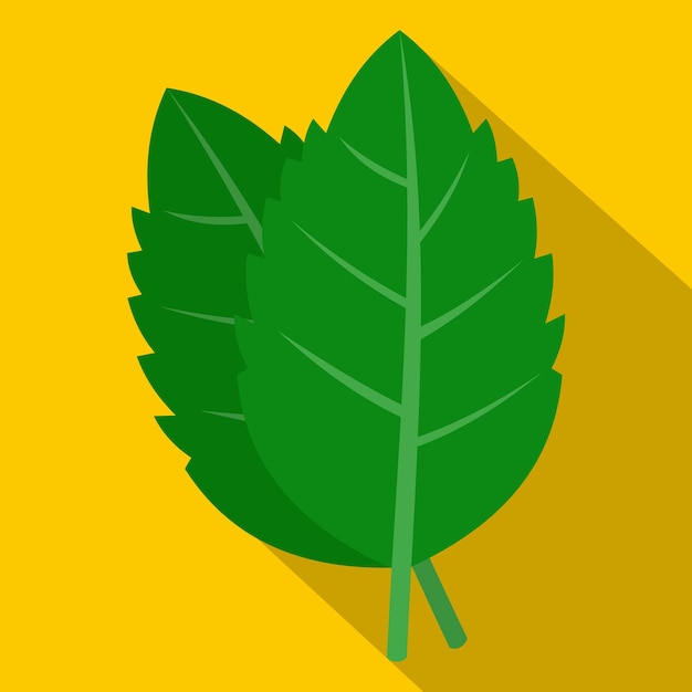 Vector icono de hojas de albahaca verde fresca ilustración plana de hojes de albahaka verde fresco icono vectorial para la web aislado en fondo amarillo