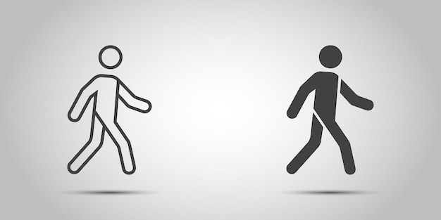 Icono de hombre caminante en estilo plano Ilustración vectorial de personas en un fondo aislado Concepto de negocio de señales de transporte