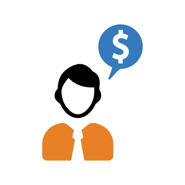 El icono del hombre del chat de dinero Vector de estilo glifo EPS