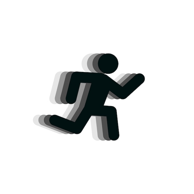 Icono de hombre corriendo negro sobre fondo blanco Vector