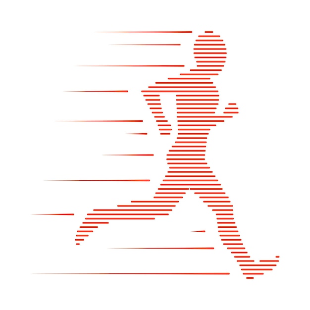 Icono de hombre corriendo silueta sprinter macho aislado sobre fondo blanco ilustración vectorial