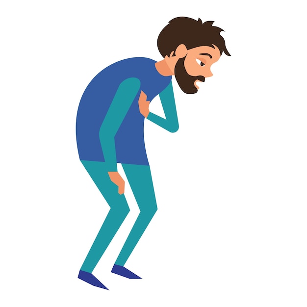 Icono del hombre enfermo de fatiga Icono vectorial del hombre enfermero de fatiga para el diseño web aislado sobre fondo blanco