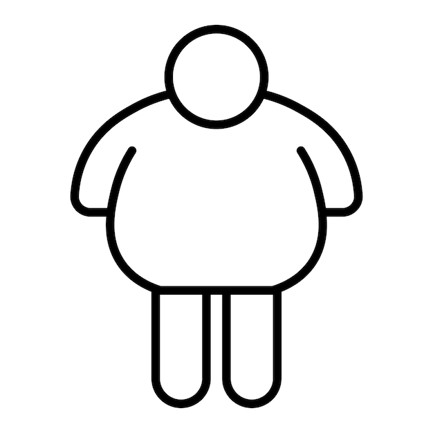 icono de hombre gordo vectorial negro en fondo blanco