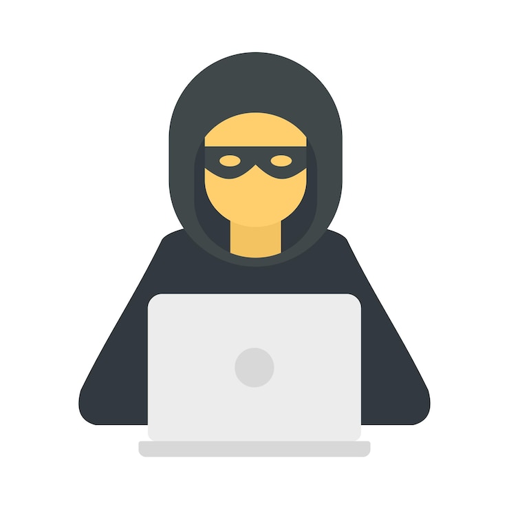 Vector icono de hombre hacker ilustración plana del icono de vector de hombre hacker aislado sobre fondo blanco