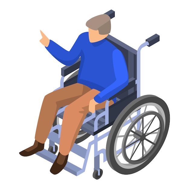 Icono de hombre inválido en silla de ruedas Isométrico de hombre inválido en icono de vector de silla de ruedas para diseño web aislado sobre fondo blanco