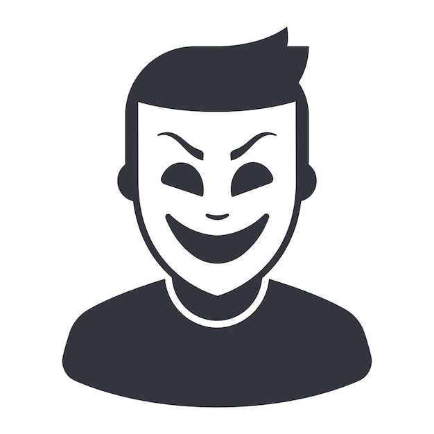 Icono de un hombre con una máscara teatral. ilustración vectorial plana.