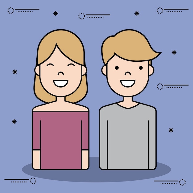 icono de hombre y mujer de dibujos animados
