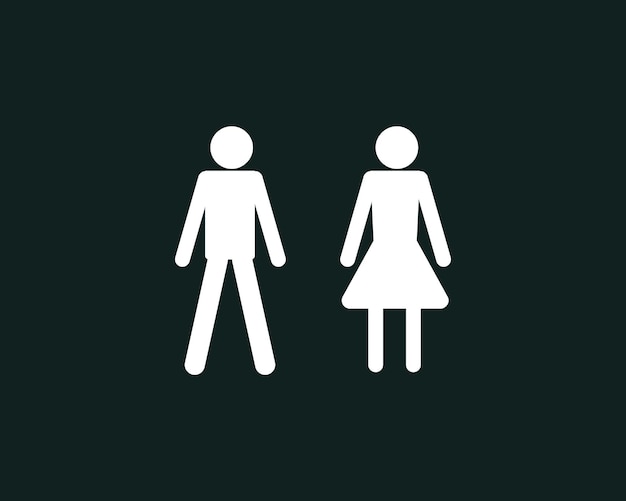Icono de hombre y mujer Signo de baño masculino y femenino Ilustración vectorial