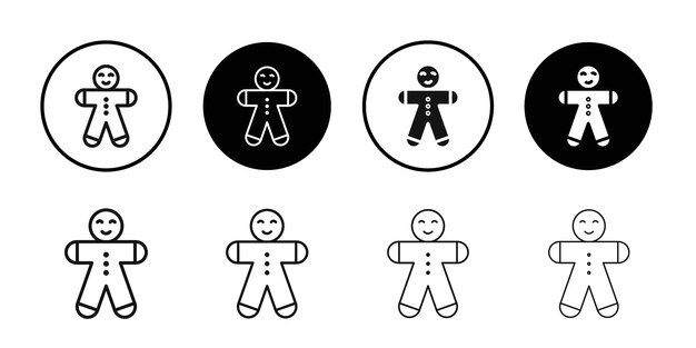 El icono del hombre de pan de jengibre es un conjunto de logotipos vectoriales de línea negra.