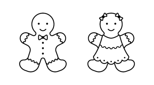 Icono del hombre de pan de jengibre Sonrientes galletas de carácter femenino y masculino para Navidad y vacaciones