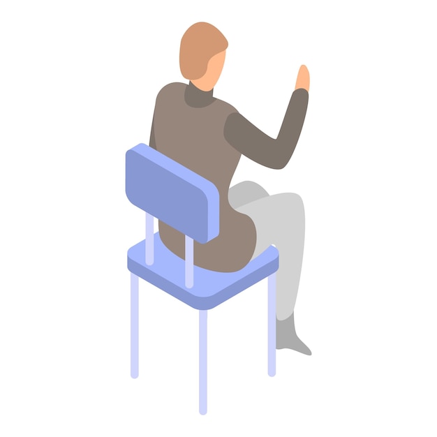 Icono de hombre en silla isométrico de hombre en silla icono de vector para diseño web aislado sobre fondo blanco