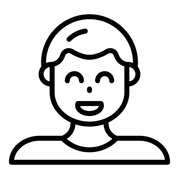 Icono de hombre sonriente con botón Icono de vector sonriente para hombre con botón de contorno para diseño web aislado en fondo blanco