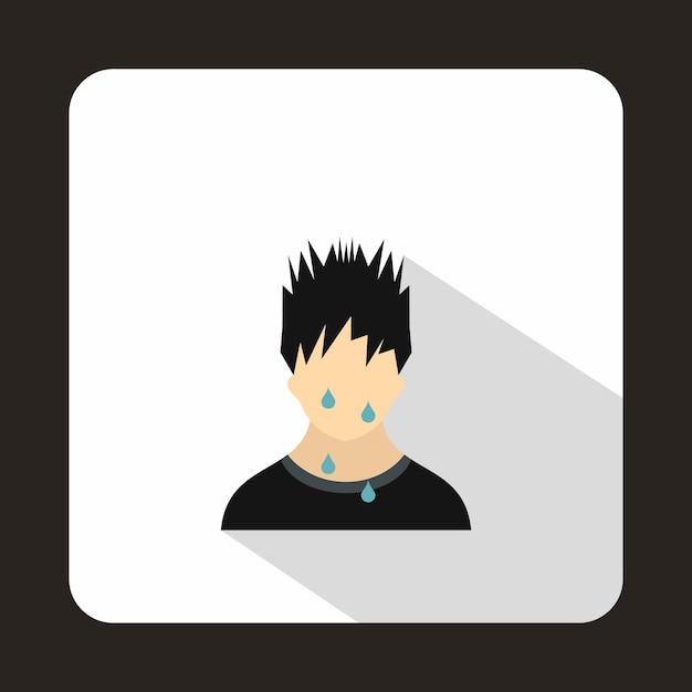 Icono de hombre sudoroso en estilo plano sobre un fondo blanco