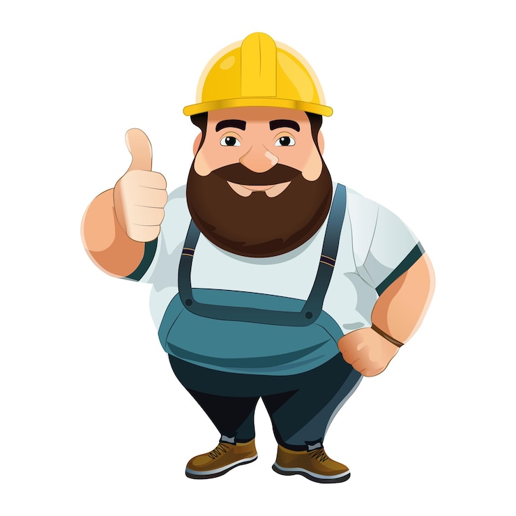 Vector icono de hombre trabajador como constructor o mecánico o fontanero para el logotipo