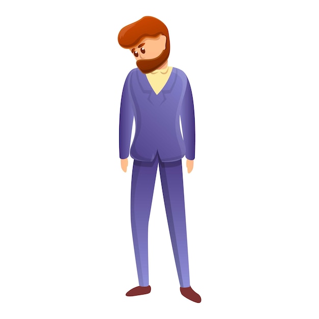 Icono de hombre triste en quiebra Caricatura de icono de vector de hombre triste en quiebra para diseño web aislado sobre fondo blanco