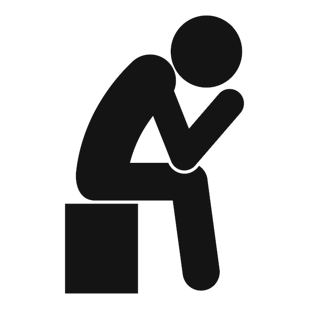 Icono de hombre triste y solitario Ilustración simple del icono de vector de hombre triste y solitario para diseño web aislado sobre fondo blanco