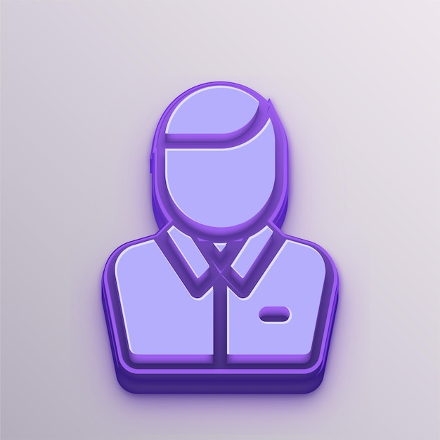 Icono de hombre vectorial púrpura 3D personalizable para educación, negocios y medios de comunicación