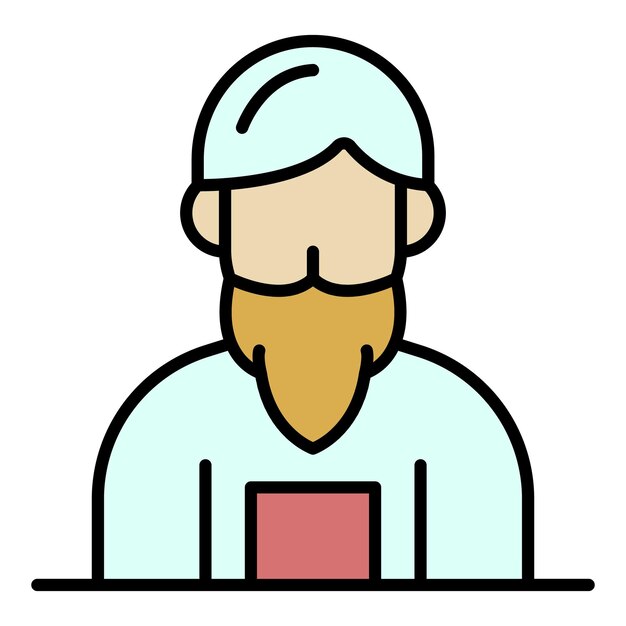 Icono de hombre yunque Contorno de icono de vector de hombre yunque color plano aislado en blanco
