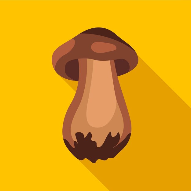 Vector icono del hongo boletus ilustración plana del ícono vectorial del hongo boletus para la web aislado en fondo amarillo