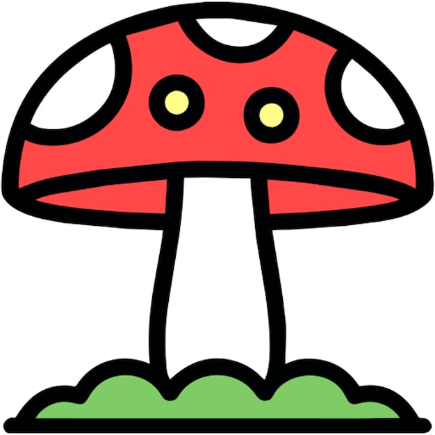 icono de hongo línea rota