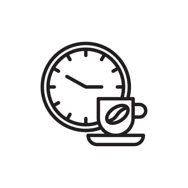 Icono de la hora del café Colección de arte de líneas delgadas