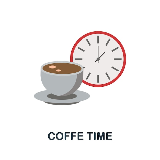 Icono de la hora del café Elemento de señal plana de la colección de gestión del tiempo Icono creativo de la hora del café para plantillas de diseño web, infografías y más