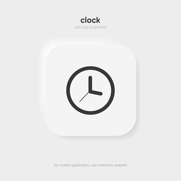 Icono de hora y reloj 3D Icono de reloj en estilo plano y de línea de moda aislado en el fondo Icones para