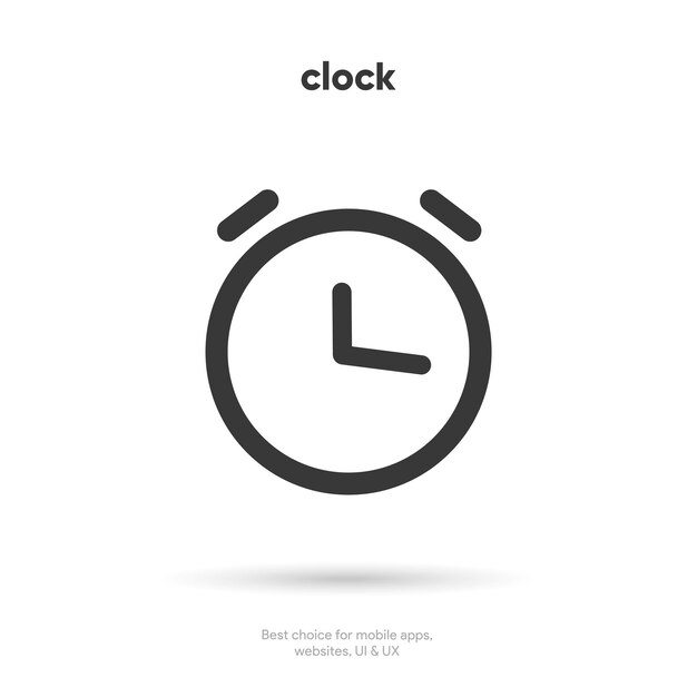 Icono de hora y reloj 3D Icono de reloj en estilo plano y de línea de moda aislado en el fondo
