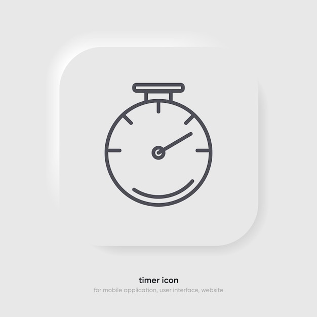 Icono de hora y reloj 3D Icono de reloj en estilo plano y de línea de moda aislado en el fondo