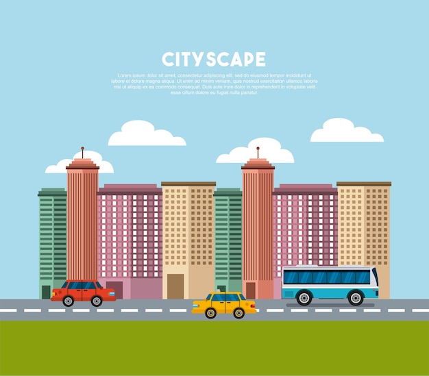 icono de horizonte de paisaje urbano de edificios
