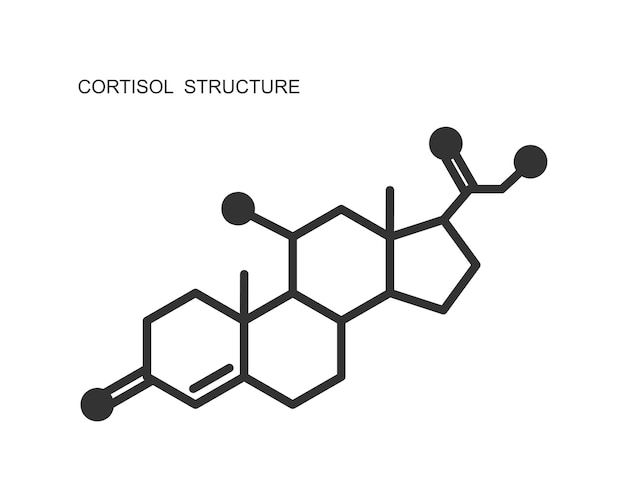 Vector icono de la hormona cortisol. estructura molecular de hidrocortisona