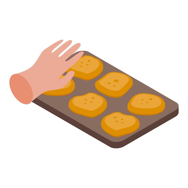 Icono de horneado de galletas Isométrico de icono de vector de horneado de galletas para diseño web aislado sobre fondo blanco